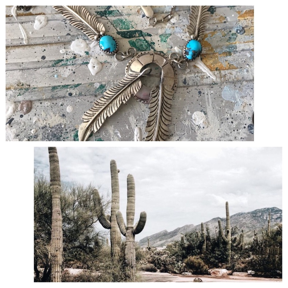 Vintage Necklace Native American Silver Turquoise